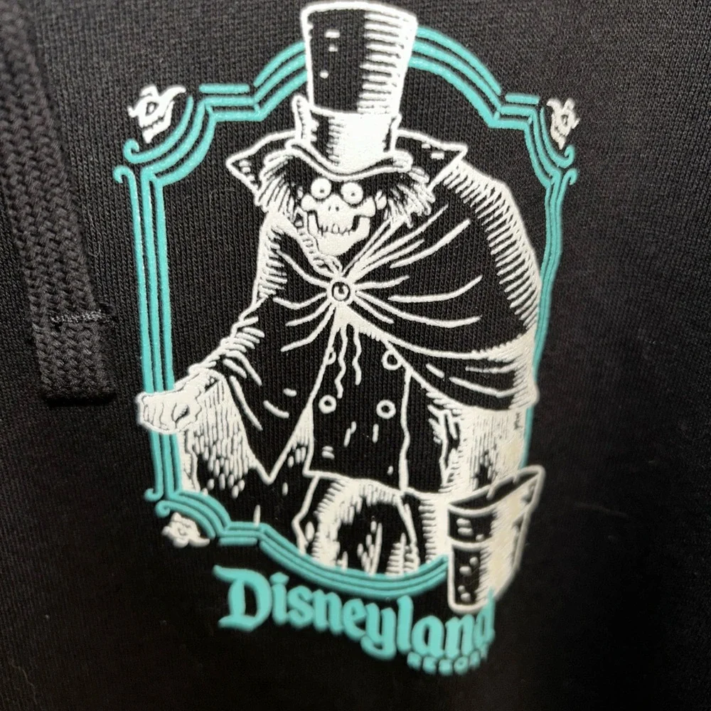 Black Disneyland Haunted Mansion Glow in the Dark Zip-Up Hoodie - Picture 1 of 5